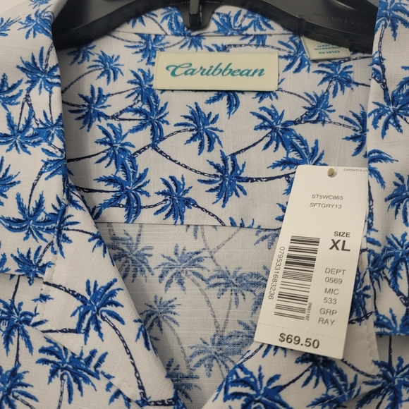 Caribbean Tree Print Short-Sleeve Woven Camp Shirt - Picture 4 of 7
